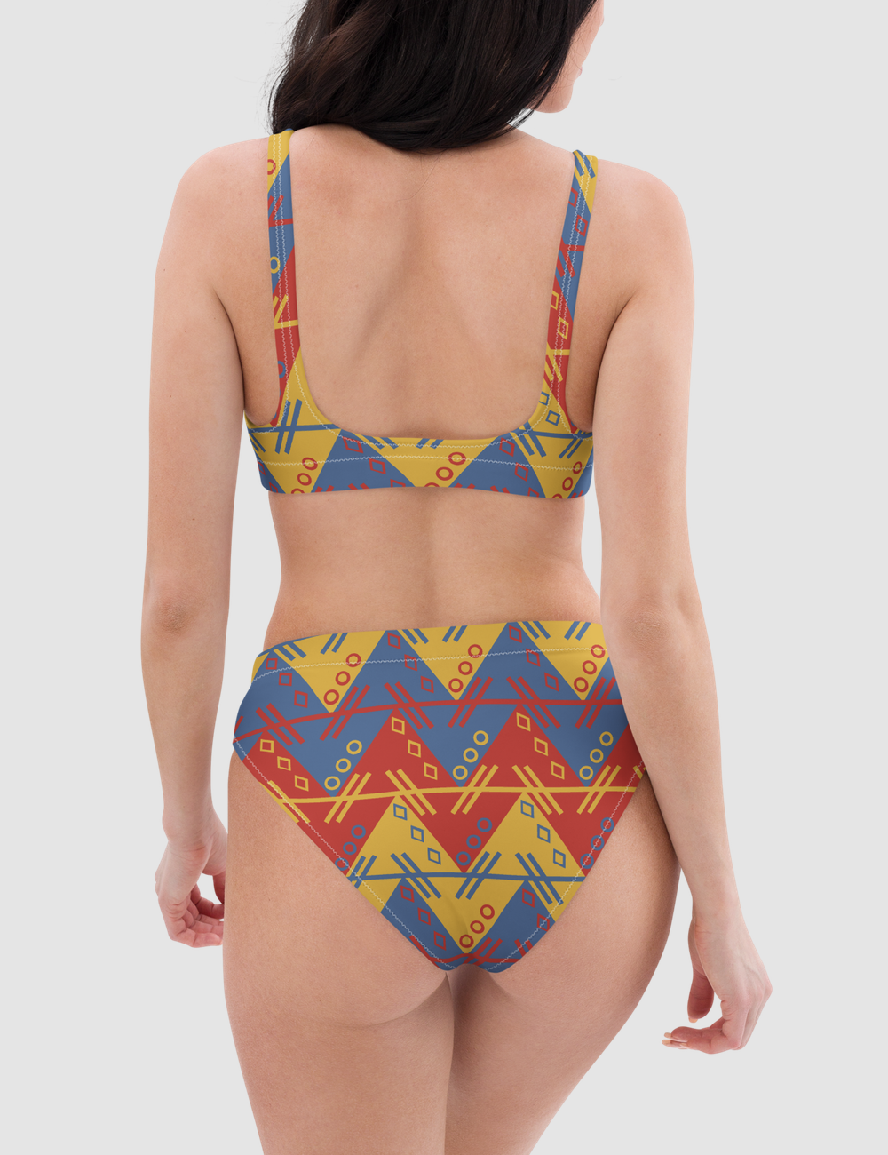 Aztecan Multicolored Chevron Women's Essential High-Waisted Bikini OniTakai