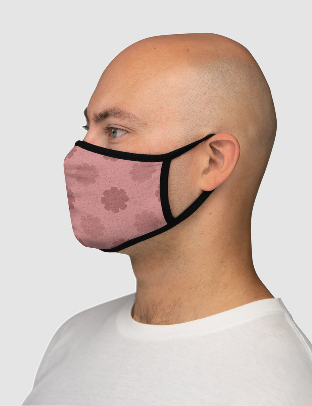Classical Somber Pink Floral Print Fitted Double Layered Polyester Face Mask OniTakai
