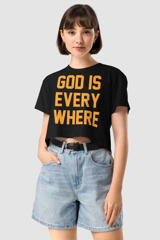 God Is Everywhere Women's Relaxed Crop Top T-Shirt OniTakai