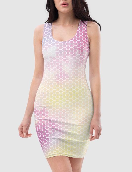 Honeycomb Tie Dye Women's Sleeveless Fitted Sublimated Dress OniTakai