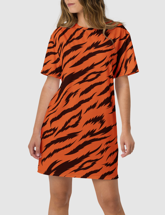 Orange Tiger Stripes T-Shirt Dress OniTakai