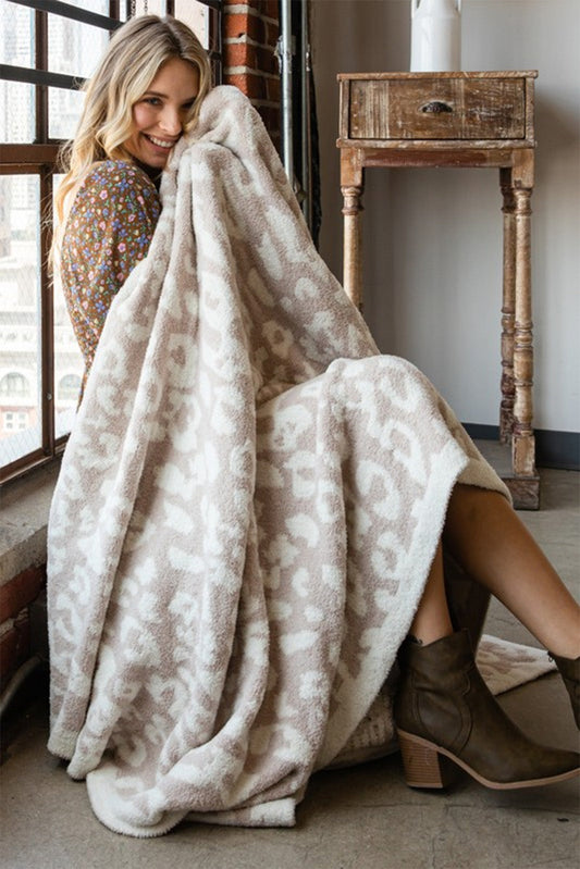 Printed Leopard Grain Fleece Large Blanket 130*180cm OniTakai