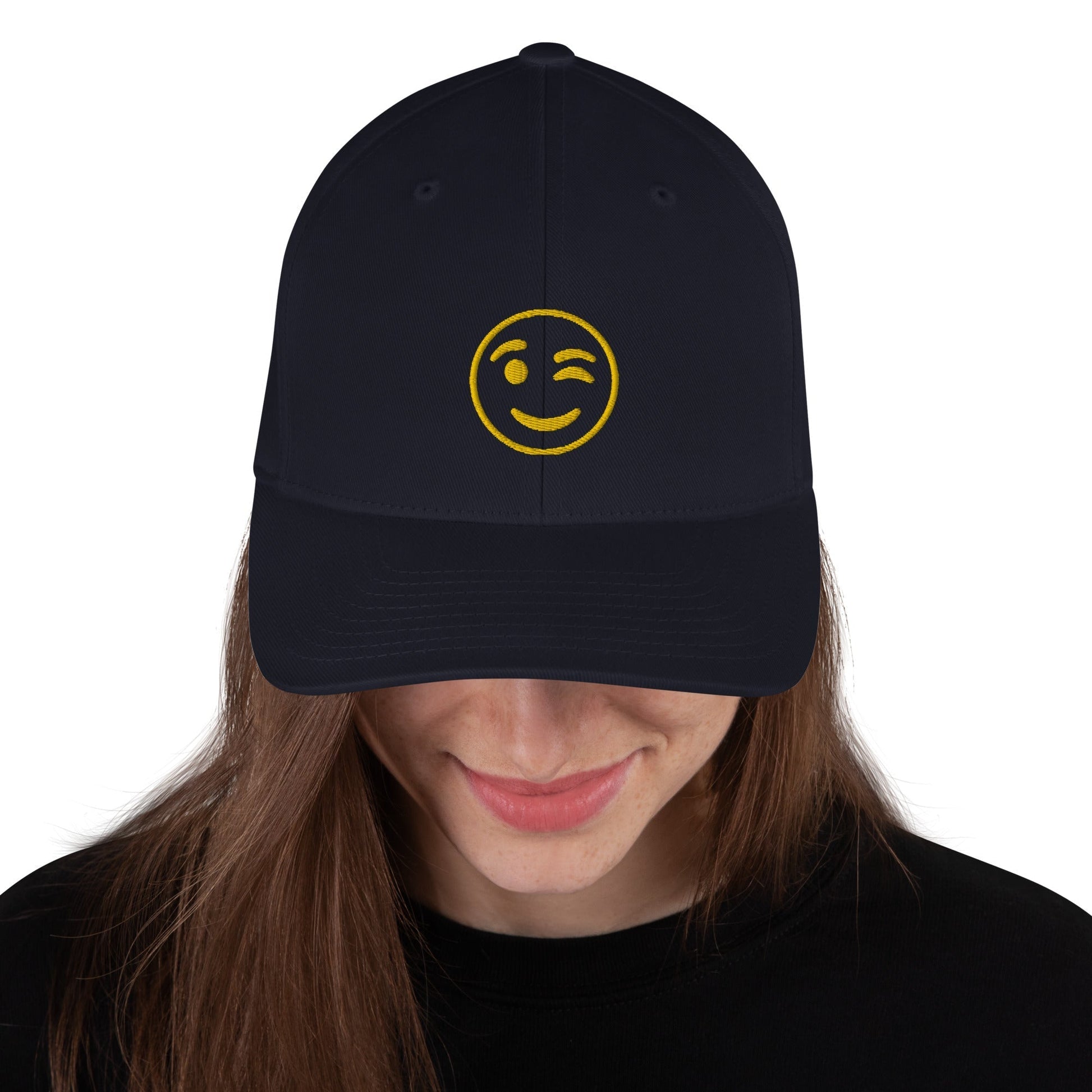 Winky Smiley Face Closed Back Flexfit Hat OniTakai