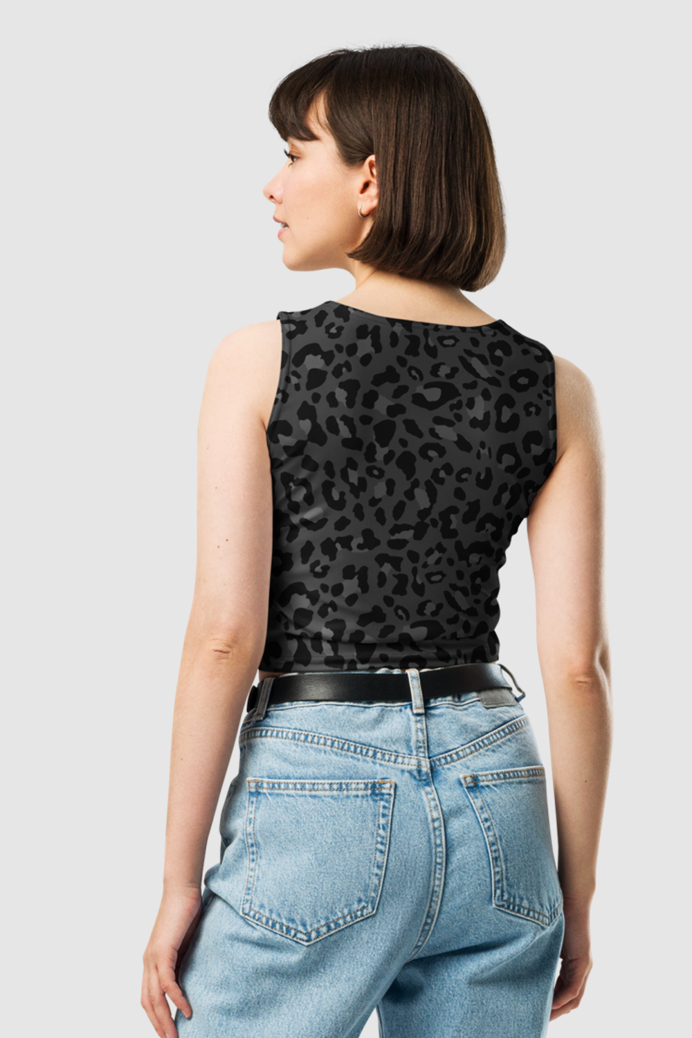 Eclipse Leopard Print Women's Sleeveless Fitted Crop Top