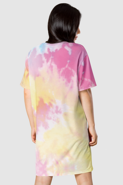 Vibrant Color Tie-Dye T-Shirt Dress