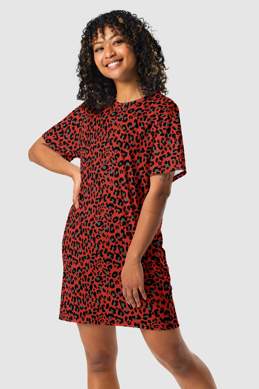 Harley Red Leopard Print T-Shirt Dress