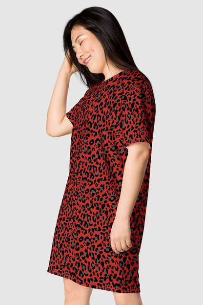 Harley Red Leopard Print T-Shirt Dress