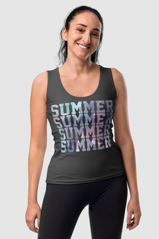 Summer Repeating Graphic Print Women's Premium Fitted Tank Top