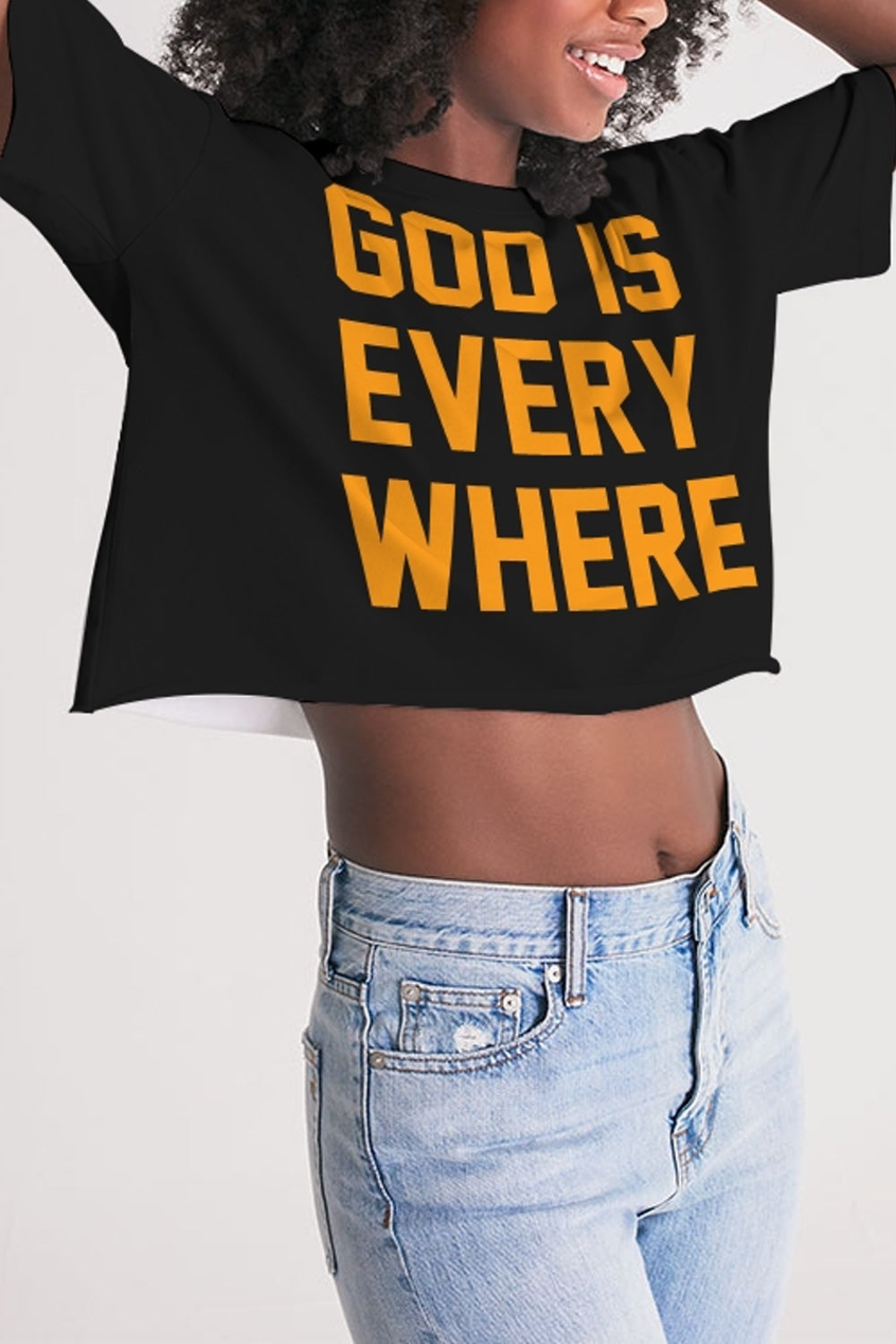 God Is Everywhere Women's Oversized Crop Top T-Shirt