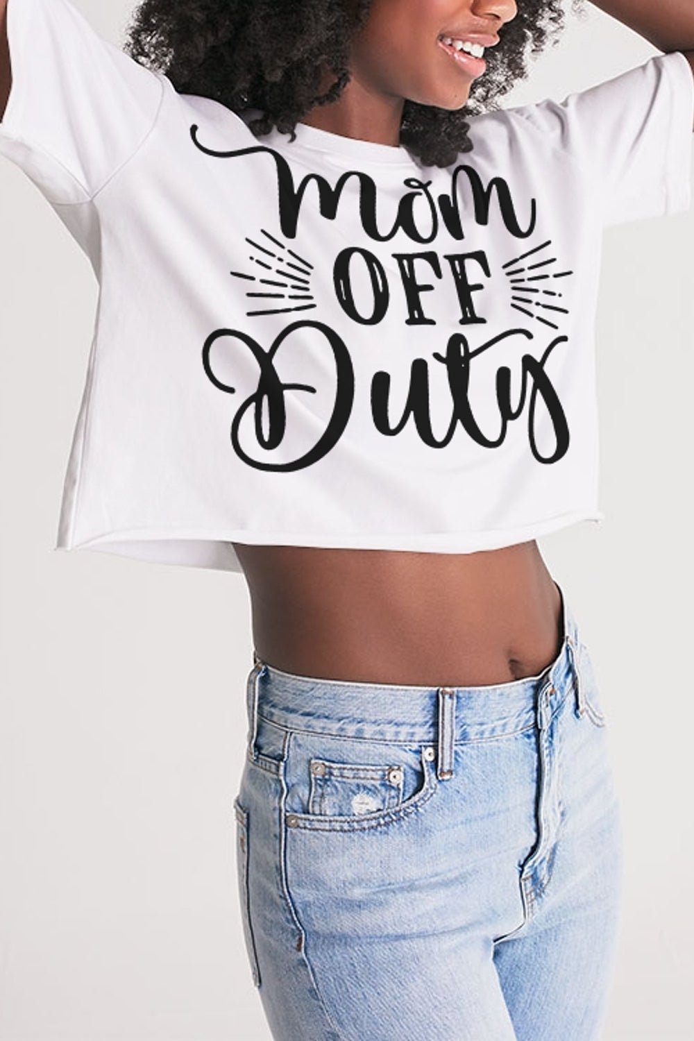 Mom Off Duty Women's Oversized Crop Top T-Shirt