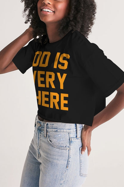 God Is Everywhere Women's Oversized Crop Top T-Shirt