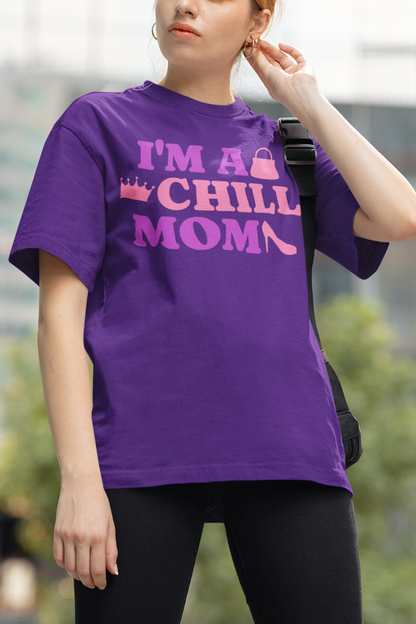 I'm A Chill Mom Women's Casual Purple T-Shirt