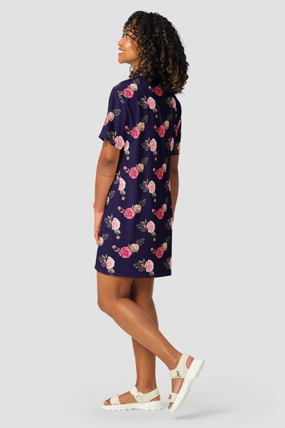 Rosie Plum Floral Watercolor Graphic Print T-Shirt Dress