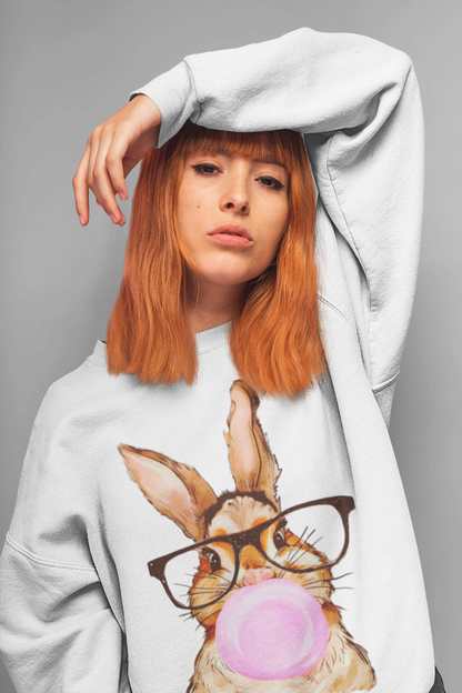 Cute Easter Bunny Graphic Print Women's Crewneck Sweatshirt