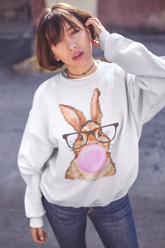 Cute Easter Bunny Graphic Print Women's Crewneck Sweatshirt