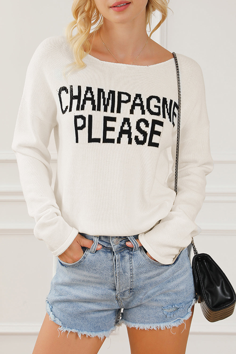 Snow White Champagne Please Graphic Sweater