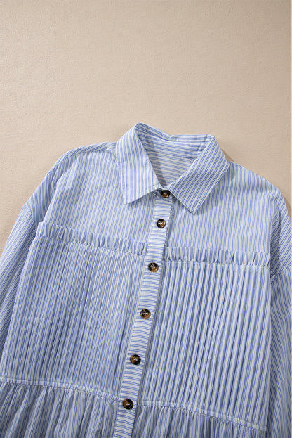 Sky Blue Stripe Striped Buttoned up Long Sleeve Shirt