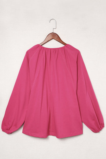 Rose Split V Neck Dolman Top