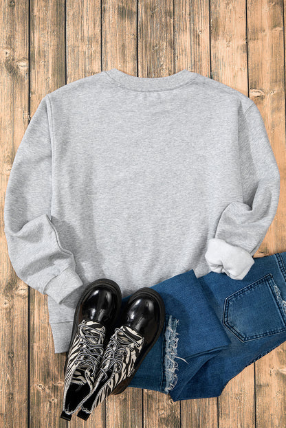 Gray Solid Fleece Lined Drop Shoulder Terry Sweatshirt