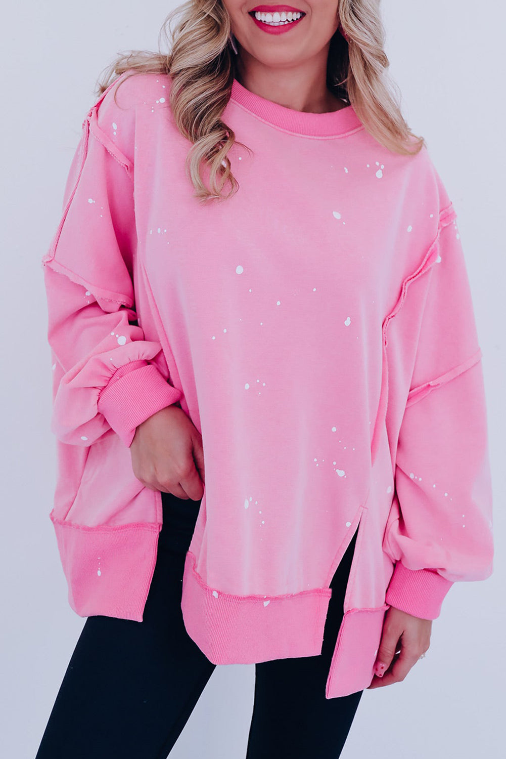 Bonbon Splash Spots Exposed Seam Baggy Sweatshirt