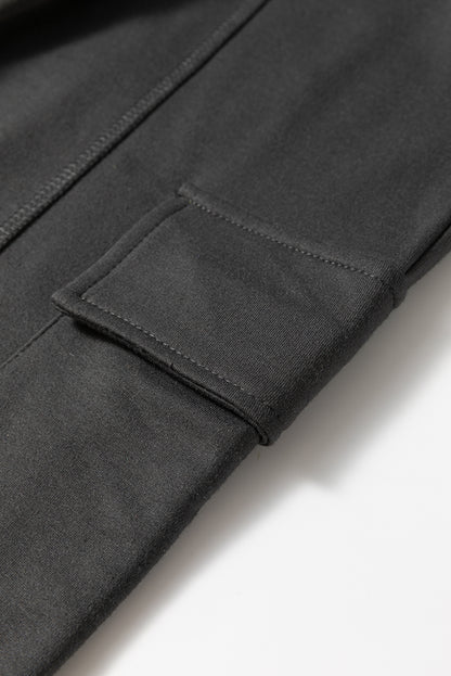 Carbon Grey Cargo Pockets Drawstring Sweatpants