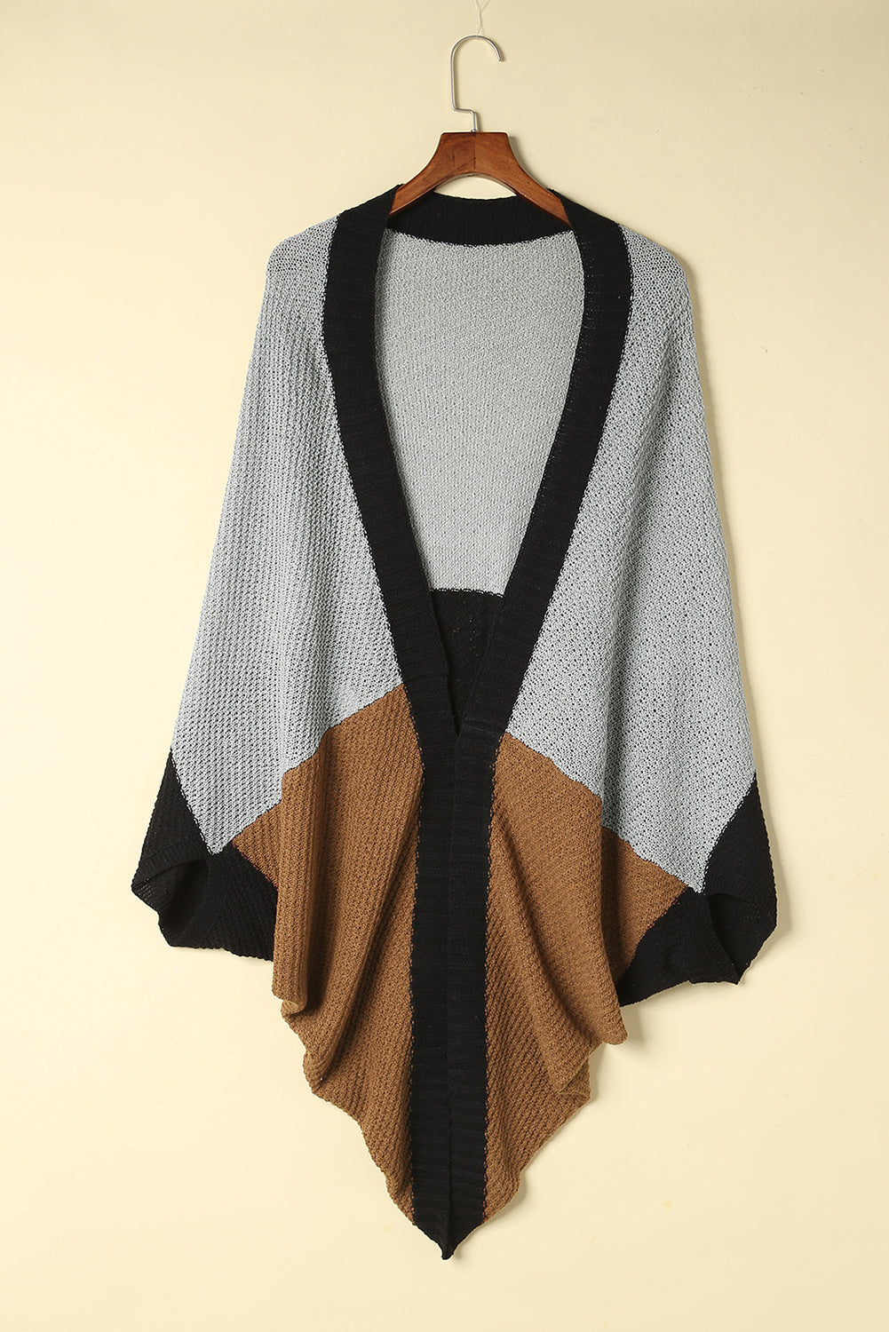 Brown Neutral Colorblock Drapey Cardigan