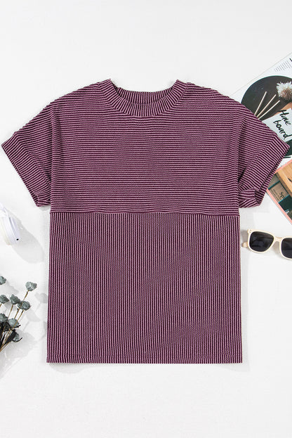 Toadstool Plain Corded Knit Mock Neck T Shirt