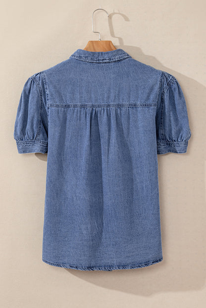 Ashleigh Blue Bubble Sleeve Button up Denim Shirt