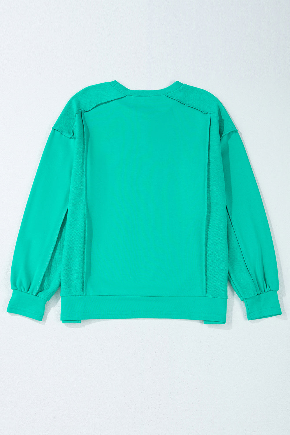 Mint Green Splicing Round Neck Pullover Sweatshirt