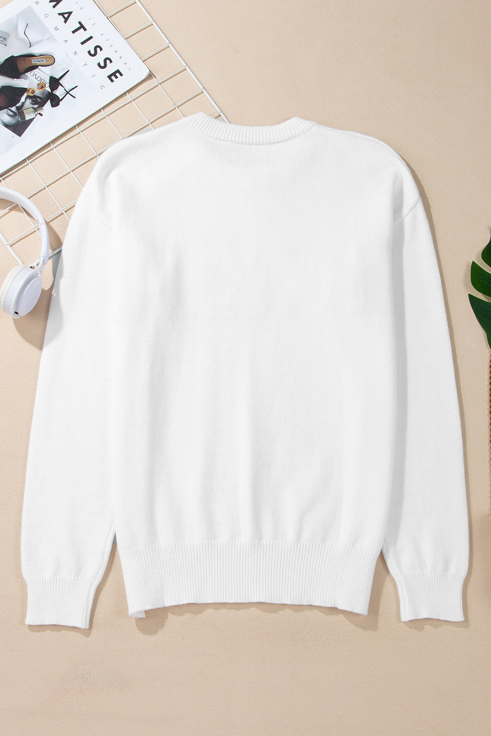 White Thankful Ivory Embroidered Sweater