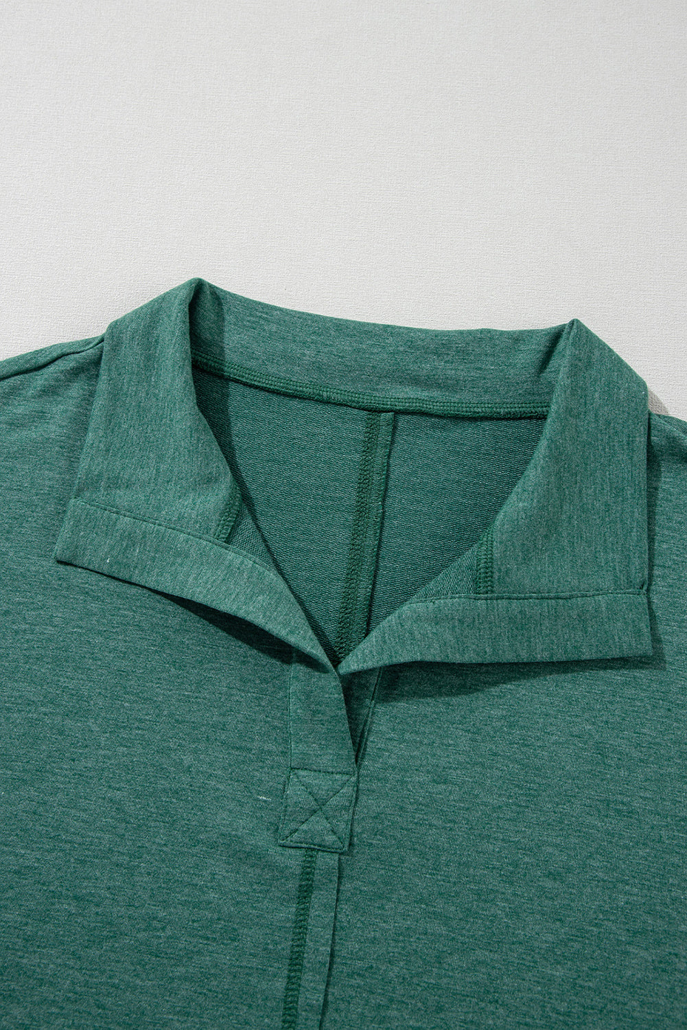 Evergreen Exposed Seam Collared Pocketed Loose Sweatshirt