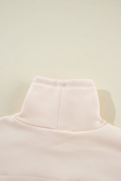 Apricot Drawstring Turtleneck Dolman Sleeve Sweatshirt