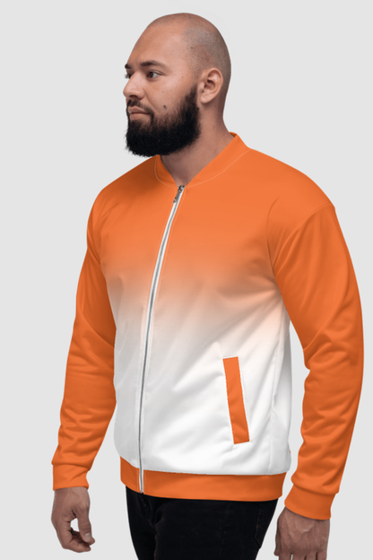 Orange White Gradient Print Men's Lightweight Bomber Jacket