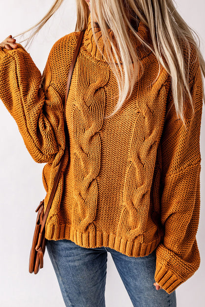 Cuddle Weather Cable Knit Handmade Turtleneck Sweater