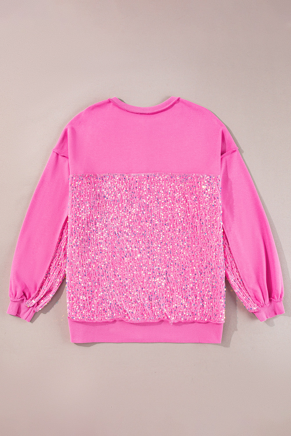 Bonbon Sequin Patchwork High Low Hem Henley Sweatshirt