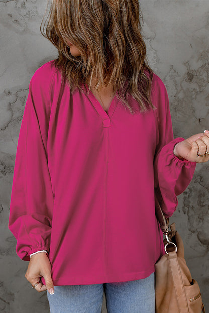 Rose Split V Neck Dolman Top