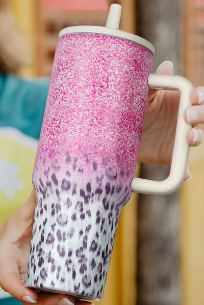 Pink Leopard Gradient 40oz Stainless Steel Thermos Travel Cup