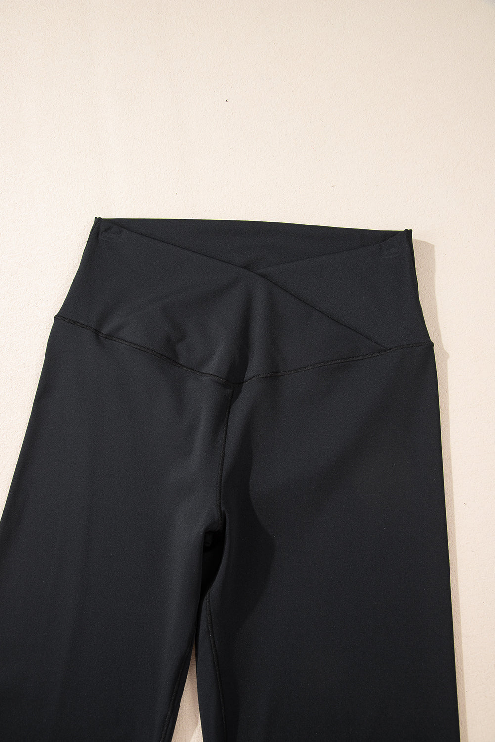 Black V Shape High Waist Flared Leggings