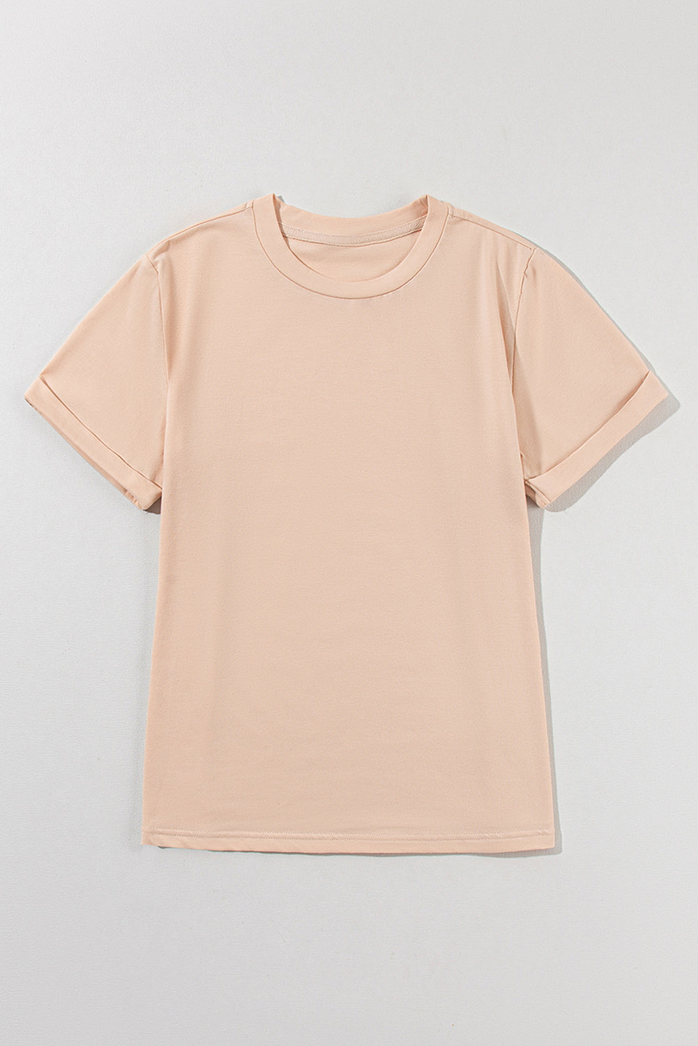 Khaki Casual Plain Crew Neck Tee