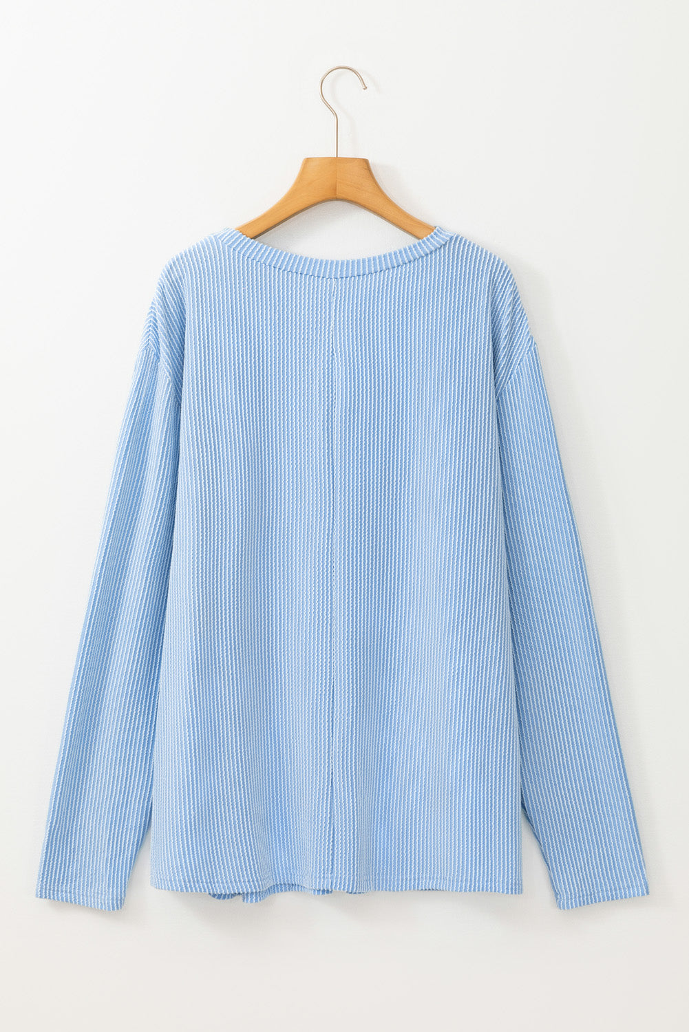 Myosotis Plus Size Ribbed Textured Long Sleeve T Shirt