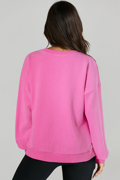 Bonbon Solid Fleece Lined Drop Shoulder High Low Sweatshirt