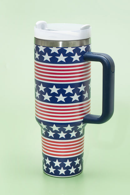 Bluing Stars and Stripes Print Handled Thermos Cup 40oz