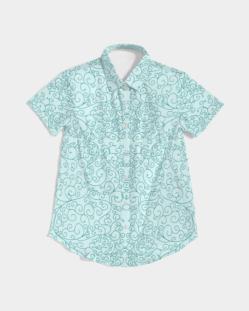 Elven Moonstone Women's All-Over Print Short Sleeve Button Up Blouse