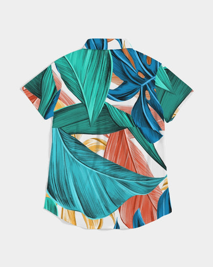 Tropical Exotic Women's All-Over Print Short Sleeve Button Up