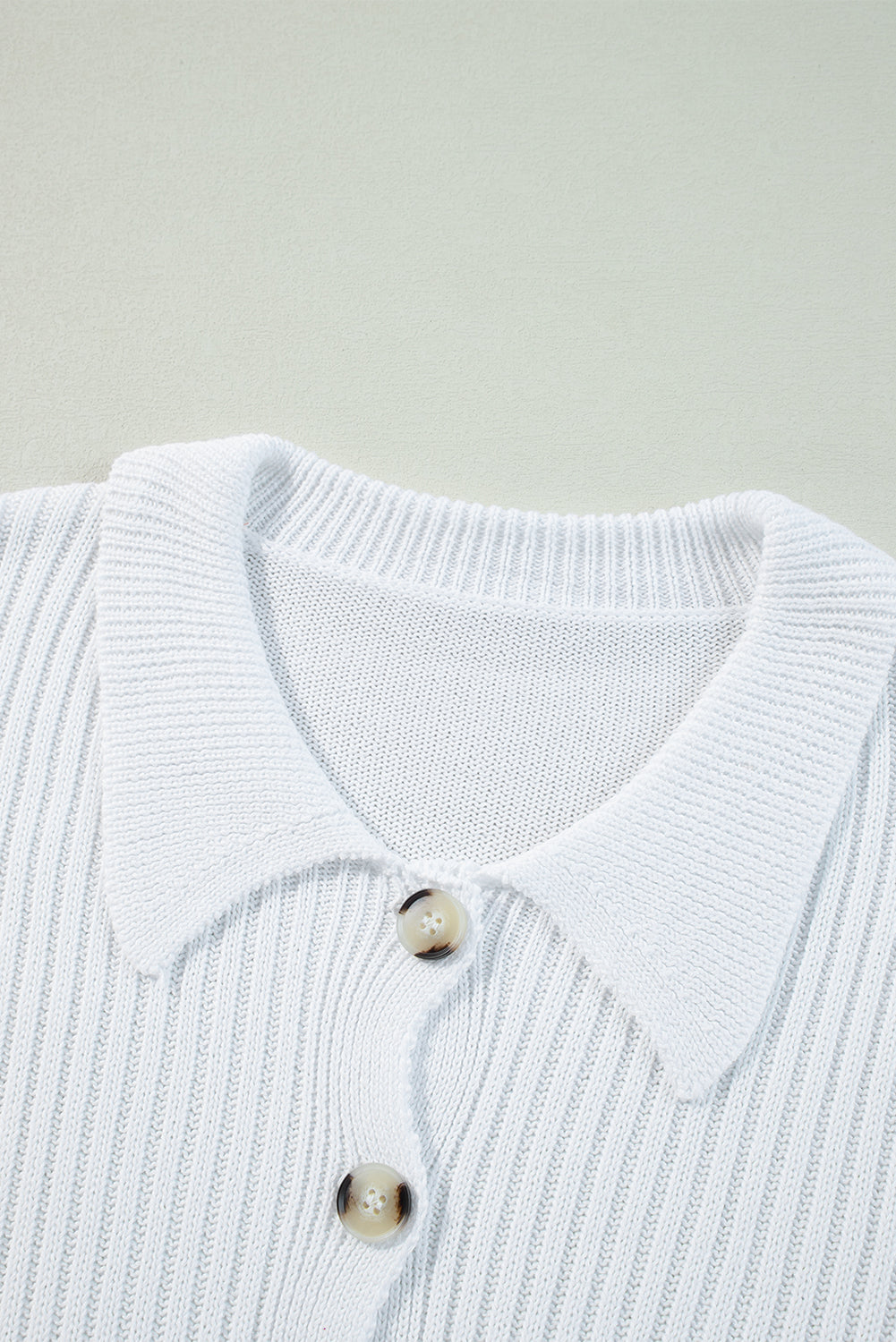 White Collared Button-up Loose Fit Casual Cardigan Sweatshirt