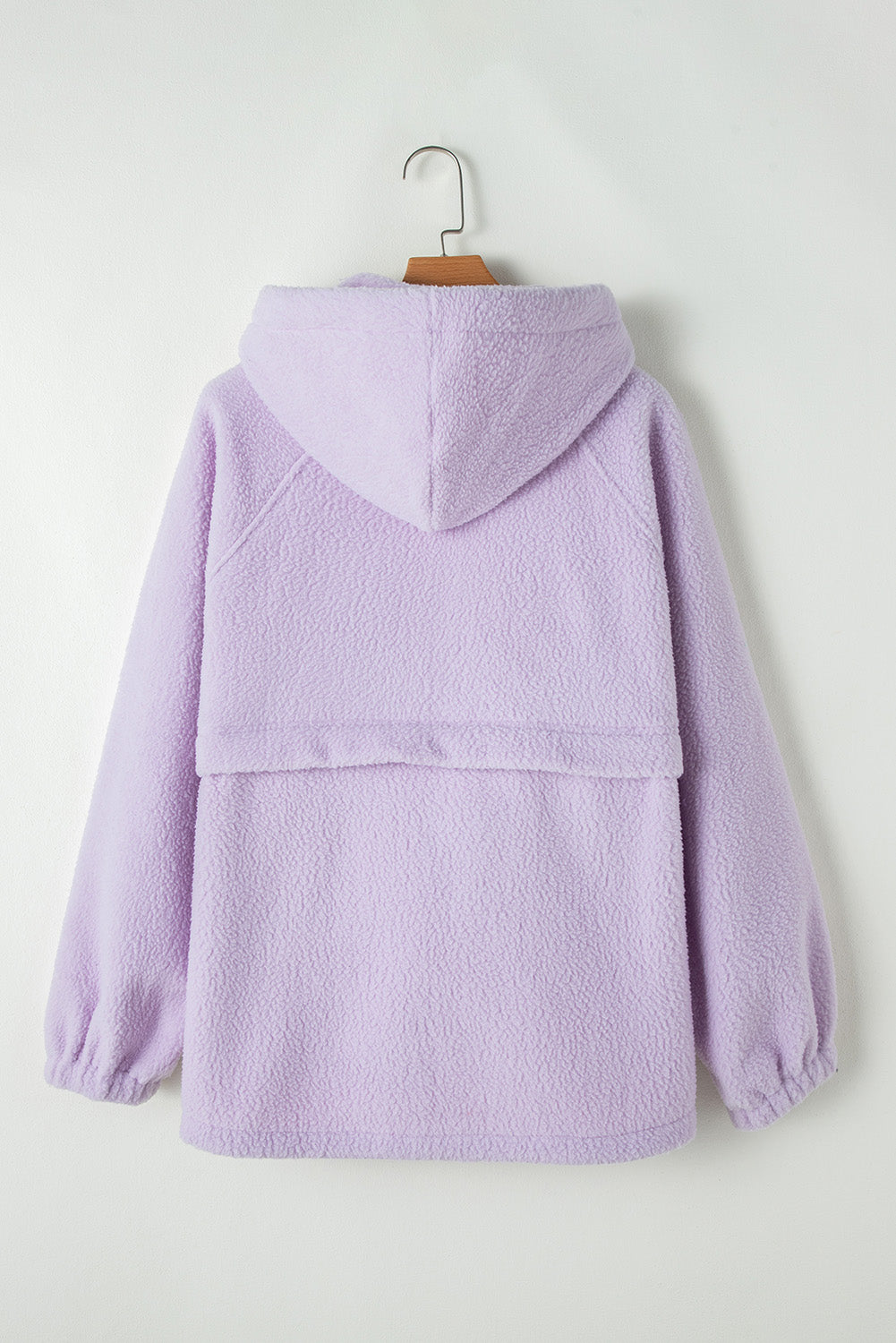 Lavendula Zipped Patch Pocket Fuzzy Drawstring Hoodie