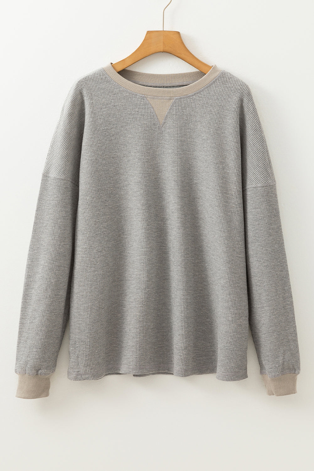 Gray Thermal Pullover Loose Sweatshirt