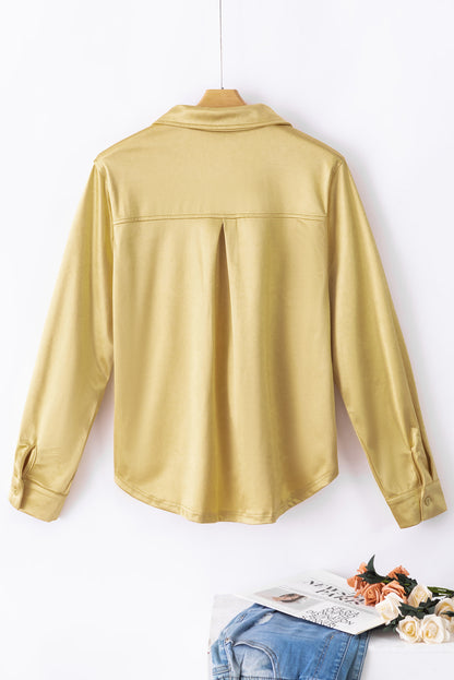 Gold Metallic Luster Chest Pocket Shirt