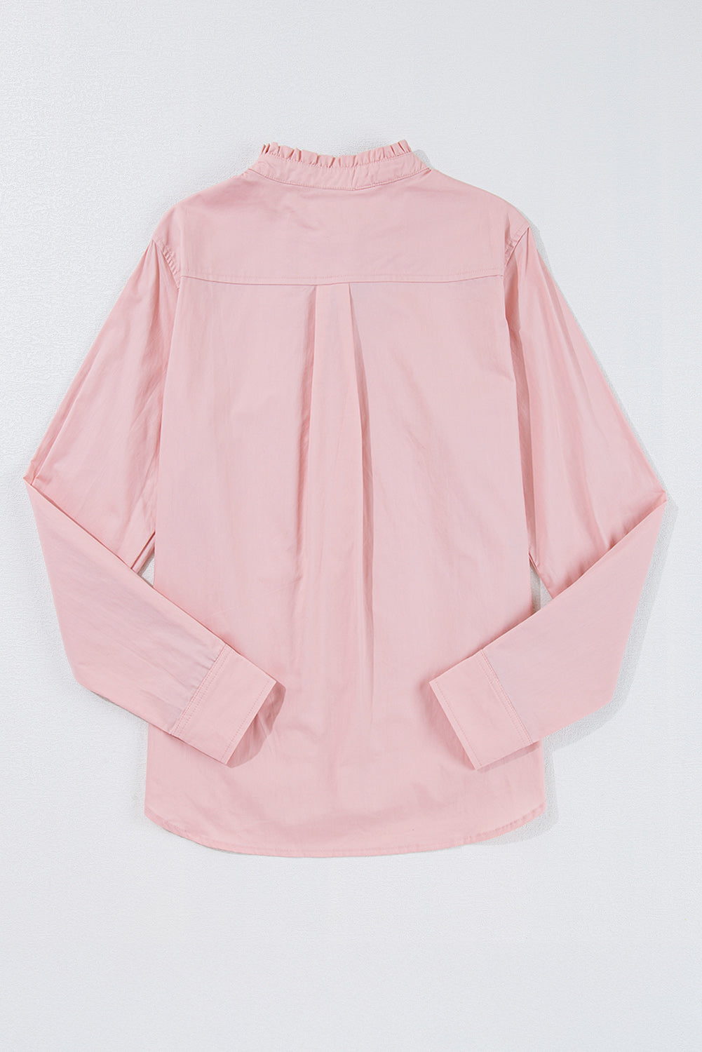 Light Pink Pleated Button-Up Loose Fit Casual Shirt