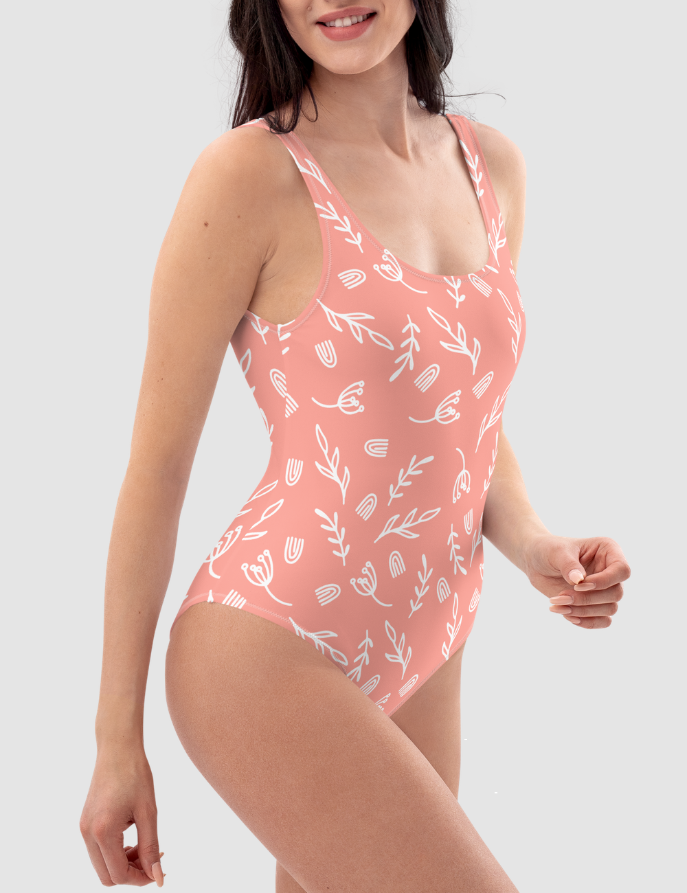 Abstract Boho Rose Bud Floral Pattern | Women's One-Piece Swimsuit OniTakai